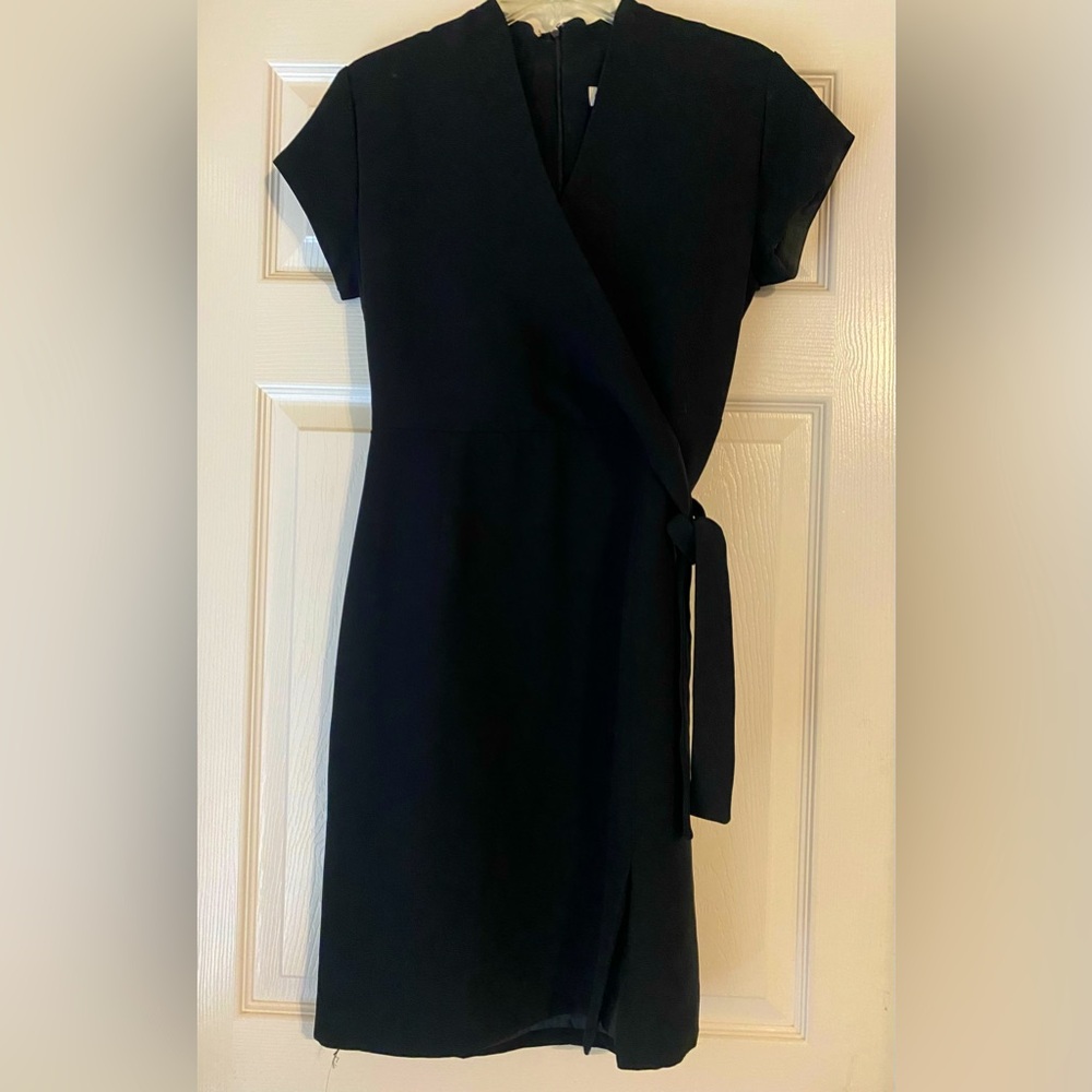 Elegant Vintage Petite Black Faux Wrap Dress